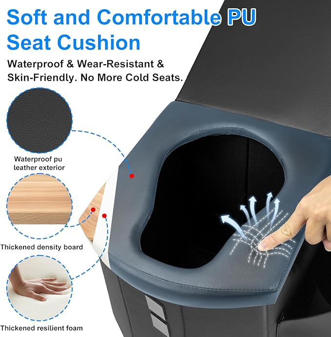 Upgrade XXL Portable Toilet Camping for Adults,17.5" Foldable Camping Toilet Portable, Portative Travel Toilet with Night Sensor Light,Aroma Patch,Handbag for Hiking, Car, Boat, Tent (Back)