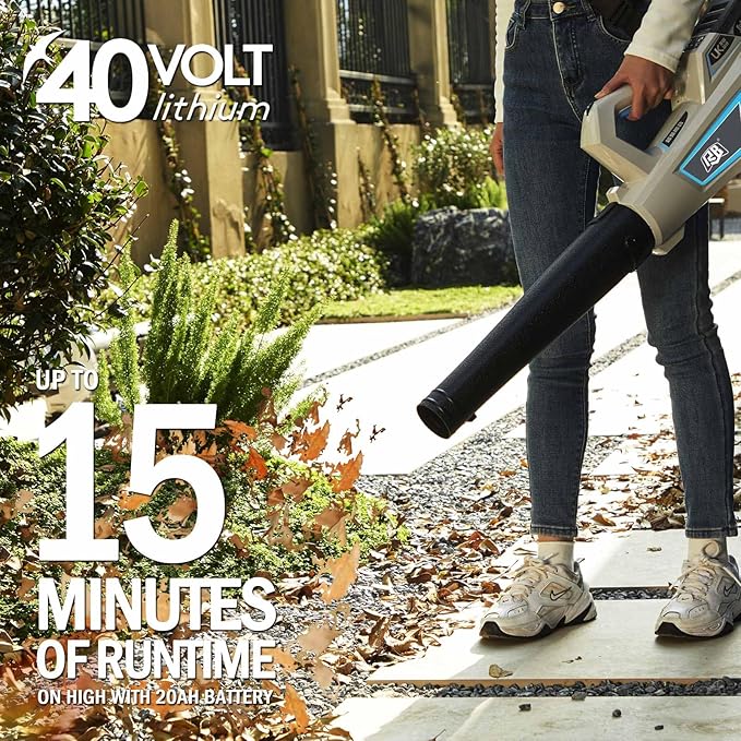 RB 40V Cordless Leaf Blower with 2Ah Battery & Charger – 6-Speed Turbo, 460 CFM, Lightweight for Leaves, Snow, Lawn & Patio