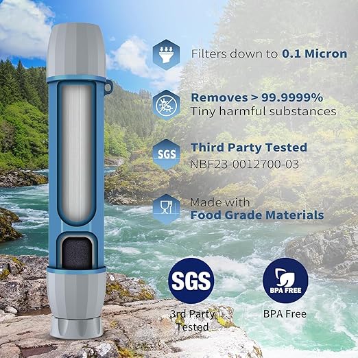 YWF01 Water Filter Straw for Drinking Survival, Portable Water Filter Water Filtration System Prepper Gear and Supplies for Emergency Preparedness, Camping, Hiking, Backpacking and Travel, 8 Pack