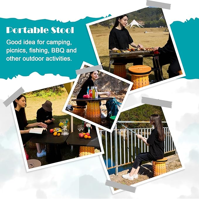 19.7” Heavy Duty Collapsible Stool with Cushion - Portable, Foldable Camping Stool for Adults, Max Capacity 1000lbs (RED)