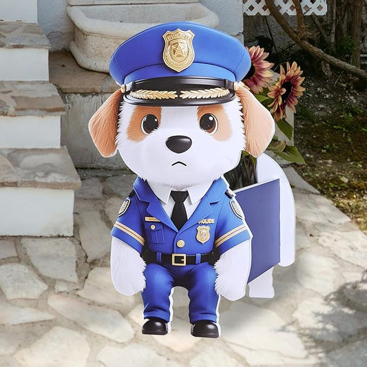 Police Officer-Style Dog Planter, Pet Shape Garden Pots Plant Pots for Indoor/Outdoor Gardens Decoration, Funny, Surprise Gifts/Souvenirs for Pet Lovers (Police Officer-Style Dog)