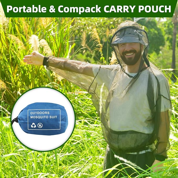 Mosquito Suit, Bug Net Pants & Jacket with Hood, Full Body Bug Suit for Gardening & Outdoor Protection from Bugs, Flies, Gnats, No-See-Ums & Midges, Mosquito Clothing for Women & Men, XL Size