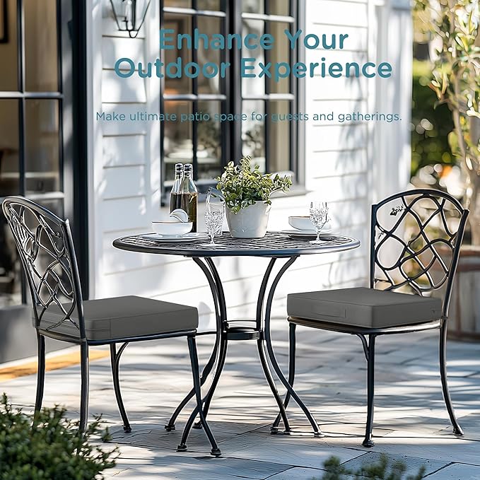 Codi Outdoor Couch Cushions 24x24 Inch, Thick Waterproof Seat Replacement Cushion with Handles & Adjustable Straps, Fade Resistant - Set of 2, Grey