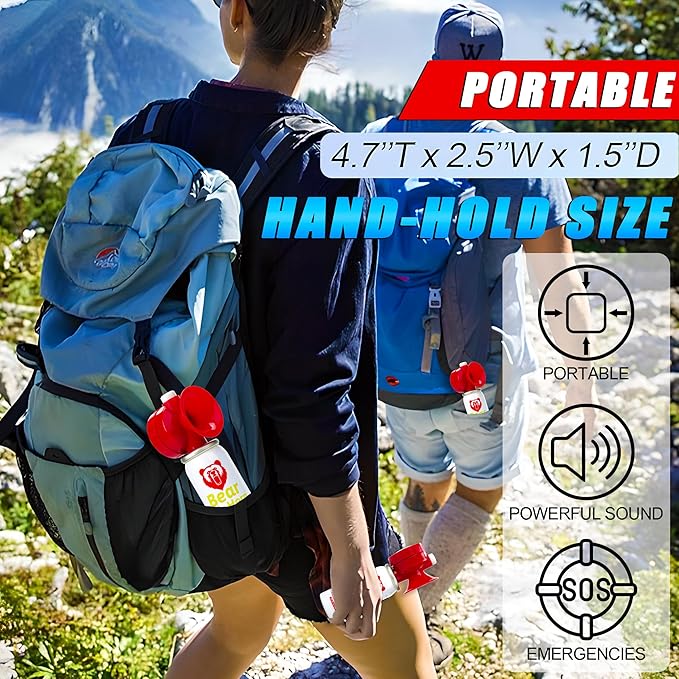1.4oz Bear Horn for Self Defense, 123dB Loud Mini Air Horn, Audible Up to 1/2 Mile, Safety Air Horn for Hiking,Camping and Outdoor Protection