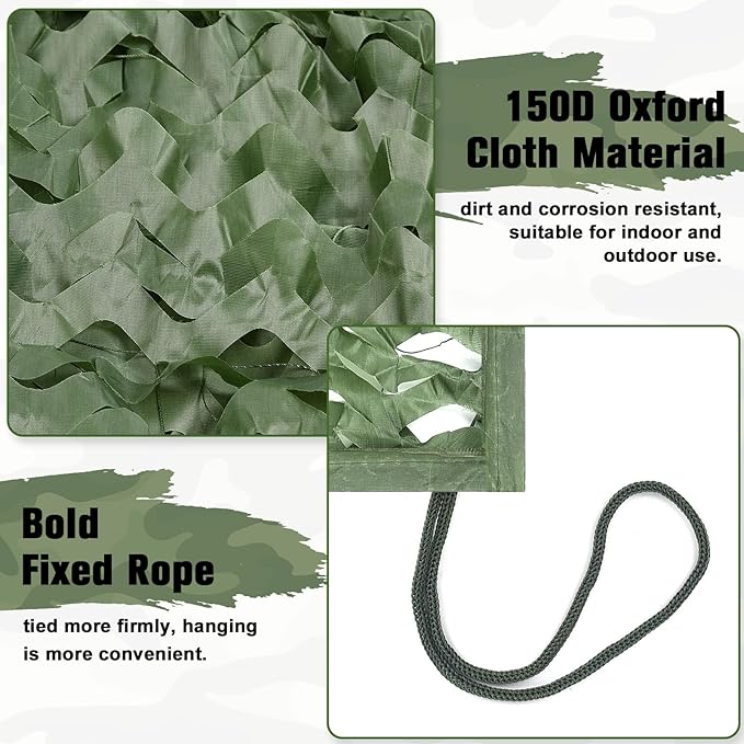 Camo Netting Camouflage Netting 20x20 10x20 10x10 Bulk Roll Burlap Camo Tarp Sunshade Net for Hunting Blind Dinosaur Birthday Jungle MilitaryTheme Party Decoration Camping Shooting