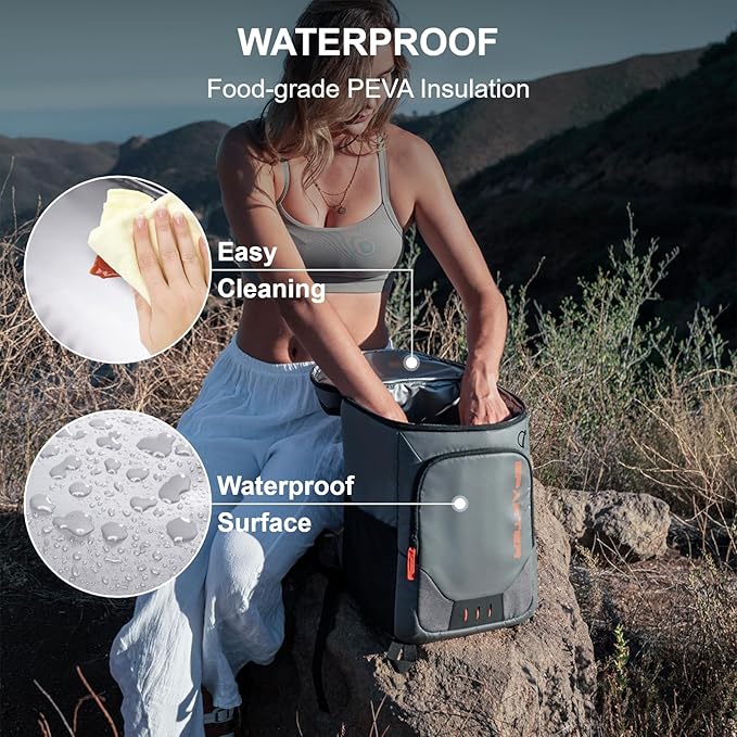 Backpack Cooler Insulated Leak Proof 33/49 Cans, 2 Insulated Compartments Thermal Bag, Portable Lightweight Beach Travel Camping Lunch Backpack for Men and Women