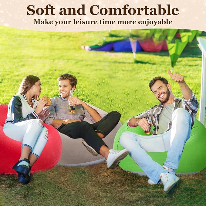 Realspring Inflatable Bean Bag Chairs Outdoor Blow up Camping Chairs Inflatable Lazy Sofa Folding Portable Bean Bag Loungers Couch for Movie Night(Multicolor,6 Pcs)