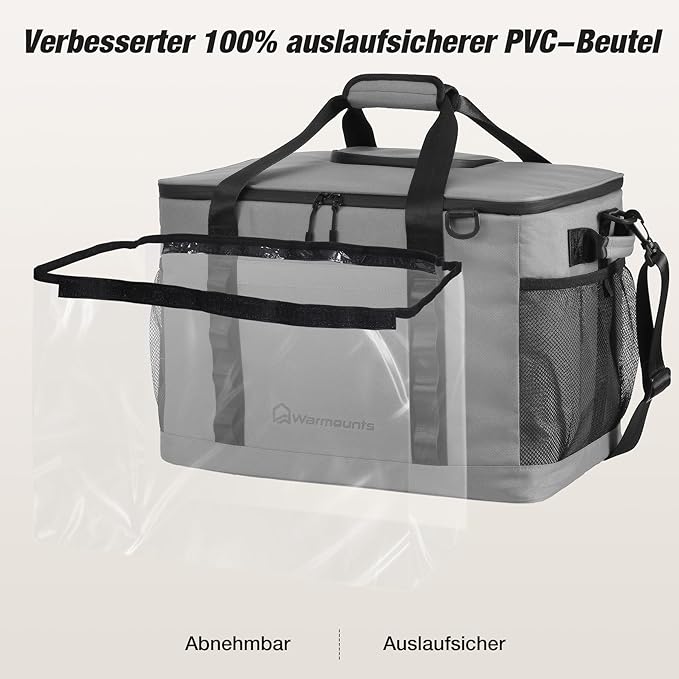 Insulated Cooler Bag 48/75 Cans, Soft Sided Portable Lunch Bag Coolers w/Zippered Top, Leak Proof PVC Interlayer, 5-Layer Insulation Large Ice Chest Bag for Travel, Camping, Beach, Picnic