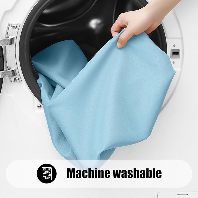 Smiry 2 Pack Rectangle Picnic Table Cloth, Waterproof Elastic Fitted Tablecloths, Washable Polyester Rectangular Patio Table Cover for Camping, Indoor and Outdoor (Light Blue, 30"x48")