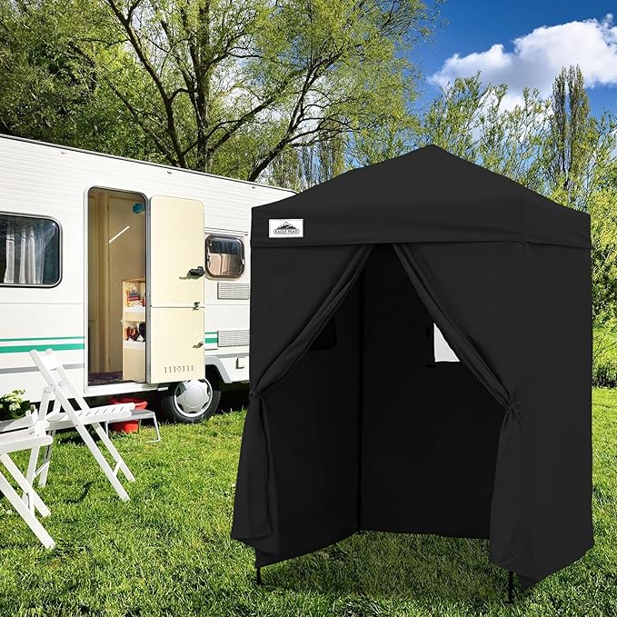 EAGLE PEAK Flex Ultra Compact 5x5 Pop-up Canopy, Sun Shelter, Changing Room, Portable Privacy Canopy Cabana for Pool, Fashion Photoshoots, or Camping, Black