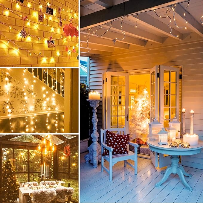 Extra-Long 800 LED Christmas String Lights Outdoor Indoor, 13 Modes Warm White Christmas Lights Waterproof, Super Bright Twinkle Fairy Lights Plug in Clear Wire for Xmas Tree Bedroom Wedding Party