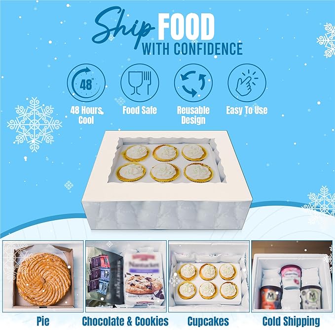 WORLD-BIO Shipping Ice Packs Small Cold Packs for Food Shipping, Long Lasting Dry Ice Packs for Coolers, Reusable Ice Sheets for Coolers Freezer Packs, 96 Cells