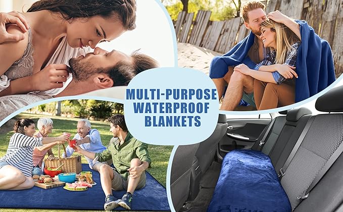 Waterproof King Size Blanket, Ultra-Soft, Water Resistant, Water Proof, Stain Proof, Leakproof & Spill-Proof Flannel (Navy Blue & Abyss Green, 90x108)
