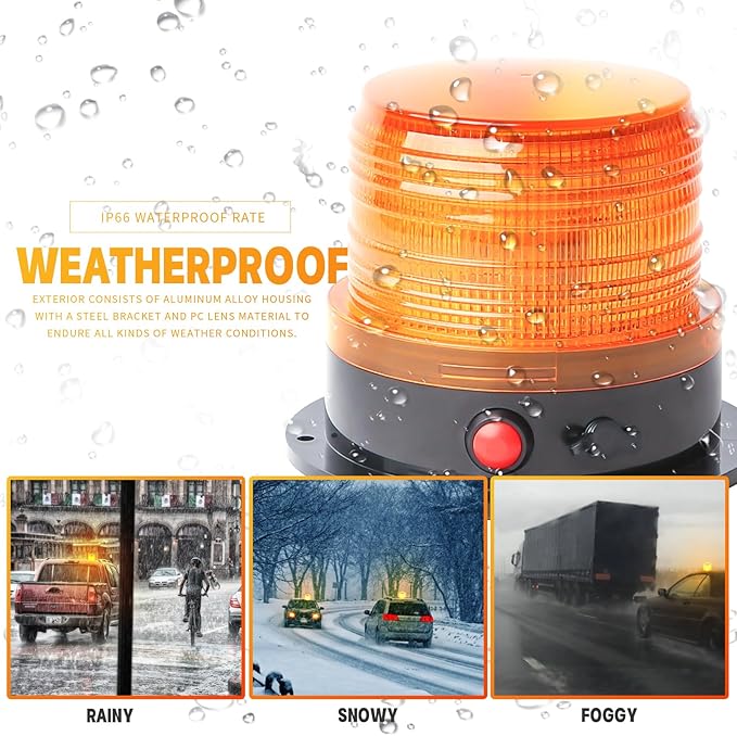 BooYu 2-Pcs Battery Operated Amber Warning Beacon Light w/Magnetic Base, Portable Rechargeable Mini Roadside Roof Top Plow LED Strobe Emergency Flash Mail Lights for Trucks/Trailer/Vehicle