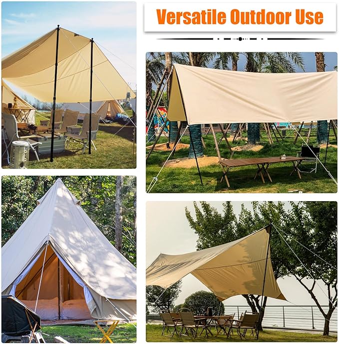 AYAMAYA Tarp Poles - Telescoping Camping Tent Poles Replacement, Upgraded 4-Section Heavy Duty Aluminum Rods with Stakes & Guylines for Tents, Rain Fly, Camping Shelter, Awning Canopy RV Car, Set of 2