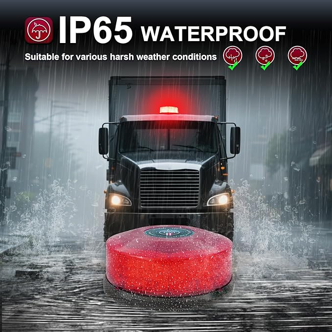 Red Beacon Lights, Magnetic Beacon Light, LED Rooftop Strobe Emergency Flashing Warning Beacon Lights with Magnetic for Trucks Vehicles Tractor Forklifts Snow Plow Boat Trailer Car Bus ATV SUV