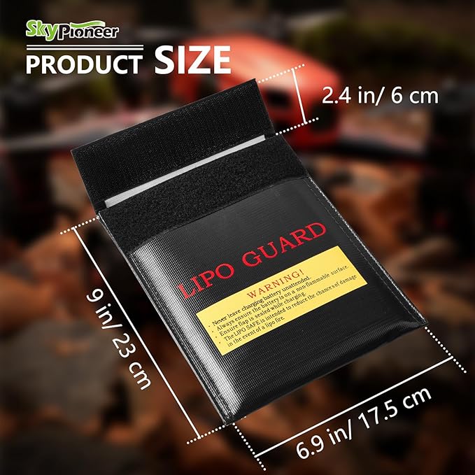 2 Pack Lipo Safe Bags, Fire Retardant Lipo Battery Bag, 6.9''x9'' Black, Fireproof Explosion-proof Sack for Charging and Storage
