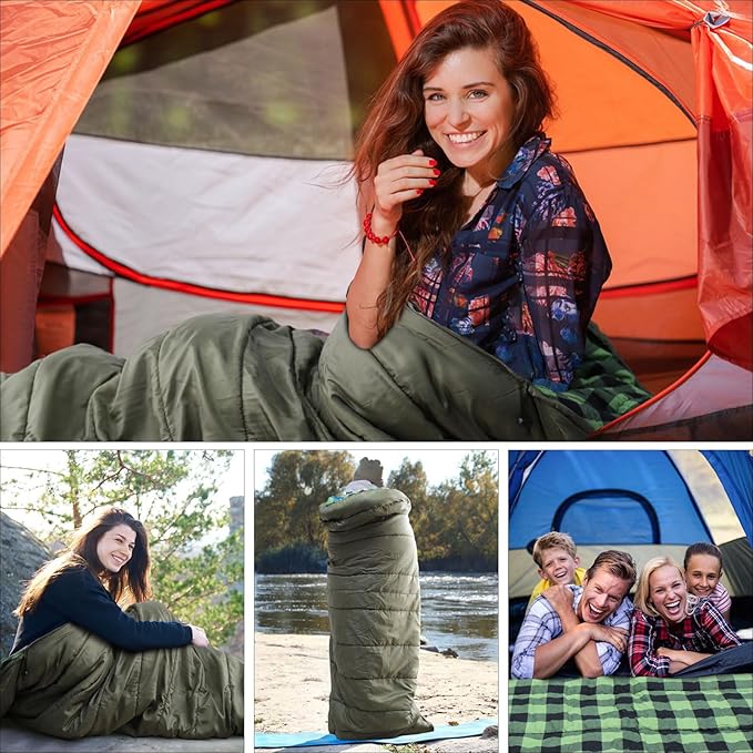 0 Degree Sleeping Bag 100% Cotton Flannel XXL Cold Weather Winter Oversized Sleeping Bag for Adults Camping Zero Degree Big and Tall with Compression Sack
