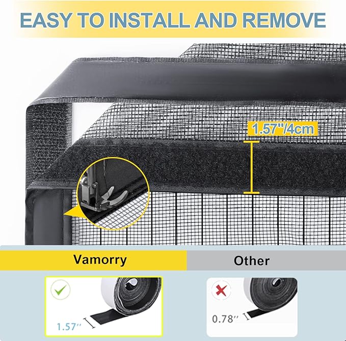 2025 Upgraded Magnetic Screen Door - 3X Heavy Duty Magnets Hands-Free - Mosquito/Insect Proof- Lets Cool Breeze in - Kid/Pet Friendly - Sliding Doors Easy Install 38"x82"