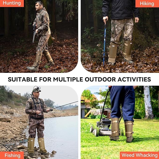 Snake Gaiters Snake Chaps, Waterproof Lower Legs Snake Guards, Snake Bite Protective Gaiters, Anti-Snake Gaiters for Men/Women, Adjustable Size for Hunting/Hiking/Farm Working
