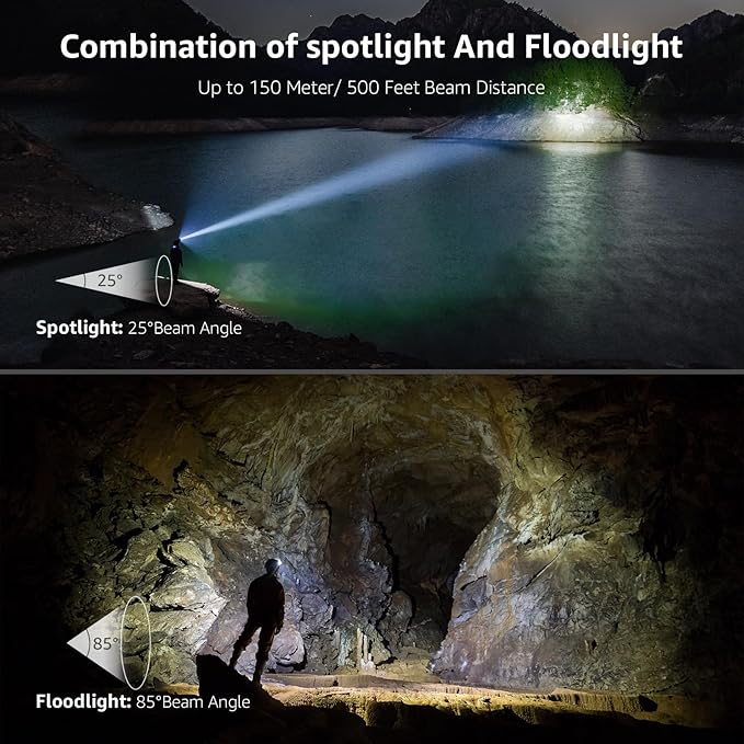 Lepro 320014 LED Rechargeable Headlamp, 2 Pack Head Lamp with 6 Modes for Camping & Hiking Gear Essentials, IPX4 Waterproof Bright Headlight Flashlights with Adjustable Headband, Type-C Cable - Red