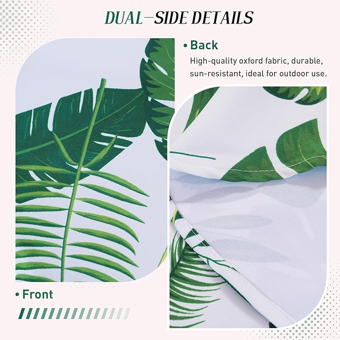 Poise3EHome 60 inches Outdoor/Indoor Waterproof Tropical Round Tablecloth Green for Camping Picnic Party Patio Table Spring, Palm Leaf