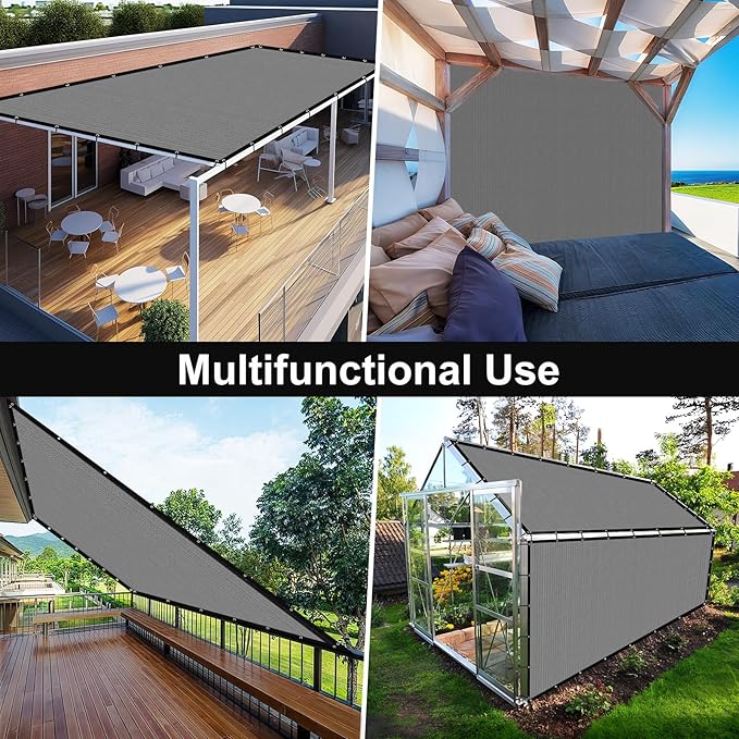 Artpuch 90% Sun Shade Cloth, 12 x 20 FT Pergola Shade Cover Canopy with Grommets, Sun Screen Fabric Tarp for Patio, Outdoor, Garden, Backyard, Light Grey