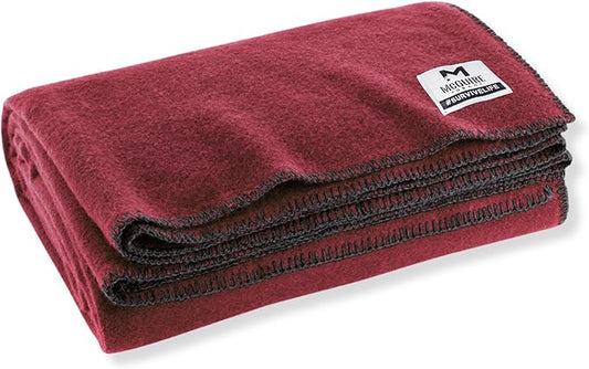 M MCGUIRE GEAR Wool Military Camping, Survival, and First Aid Blanket, 64" x 90" (Maroon)