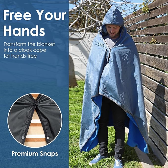 Catalonia Waterproof Stadium Blanket, Windproof Wearable Poncho for Football Sideline & Sports Events for Fans, Portable, Durable Outdoor Blanket for Camping & Tailgating