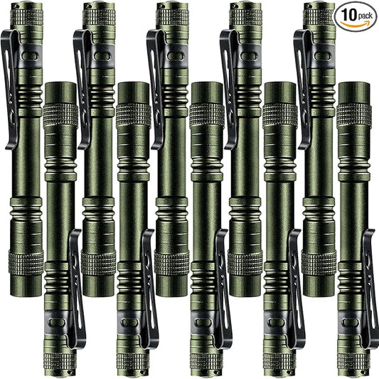 Beieverluck 10 Pack Small Mini LED Flashlight Pocket Flashlight Pen Light Flashlight Tactical Flashlight with Clip Flashlights for Camping Outdoor Emergency Inspection Fathers Gifts for Dad Husband