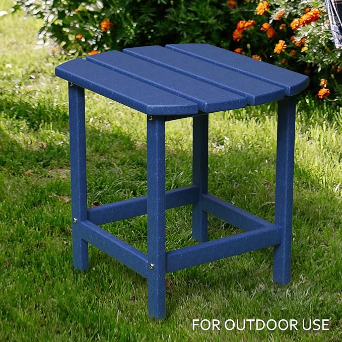 TORVA Patio Adirondack Side Table, Outdoor End Tables All-Weather Resistant HDPE Humidity-Proof Long Time Use for Deck, Lawn,Garden, Porch, Backyard End Table(Navy Blue Color-1 Tier)