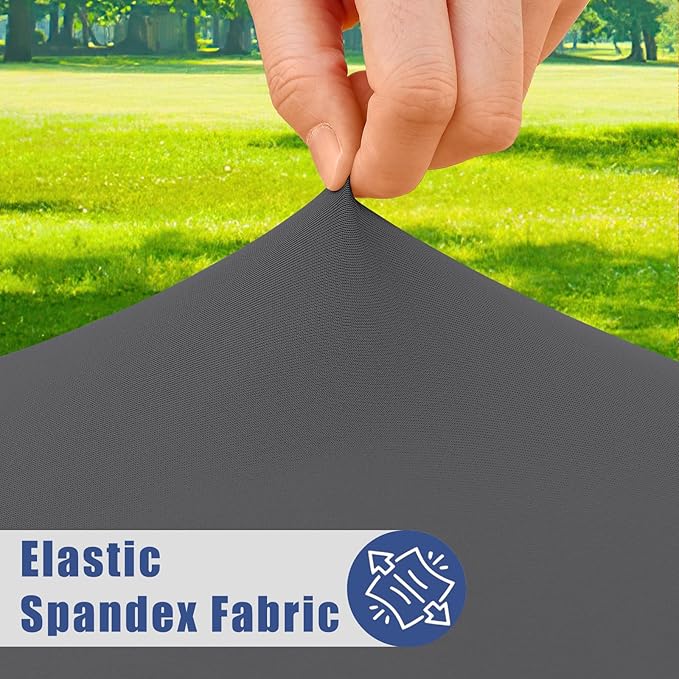 Spandex Picnic Table Cloth 2 Pack, Elastic Fitted Tablecloths for 4 Foot Rectangle Tables, Stretch Washable Patio Table Cover for Outdoor, Camping, Banquet and Parties (Dark Grey, 30"x48")