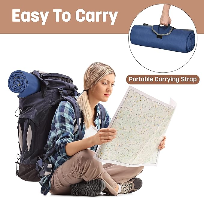 Tirrinia Waterproof Outdoor Blanket with Sherpa Lining, Windproof Triple Layers Warm Comfy Foldable for Camping Stadium, Beach, Picnic, Grass, Concerts, Car, Dog, 51''X 59'' & 59''X 80''