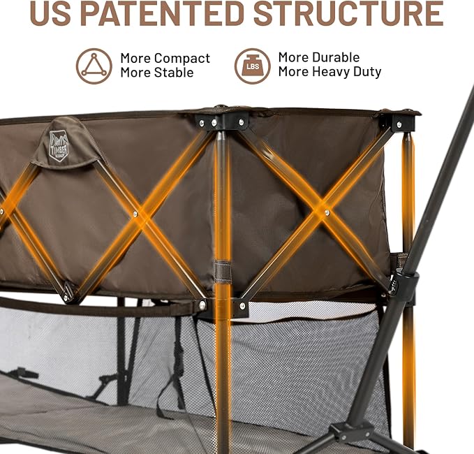 TIMBER RIDGE 400L Large Capacity Folding Double Decker Wagon with Brakes, 54" Extra Long Extender Wagon Cart, 450lbs Heavy Duty Collapsible Cart, All-Terrain Big Wheels for Camping, Sports, Shopping