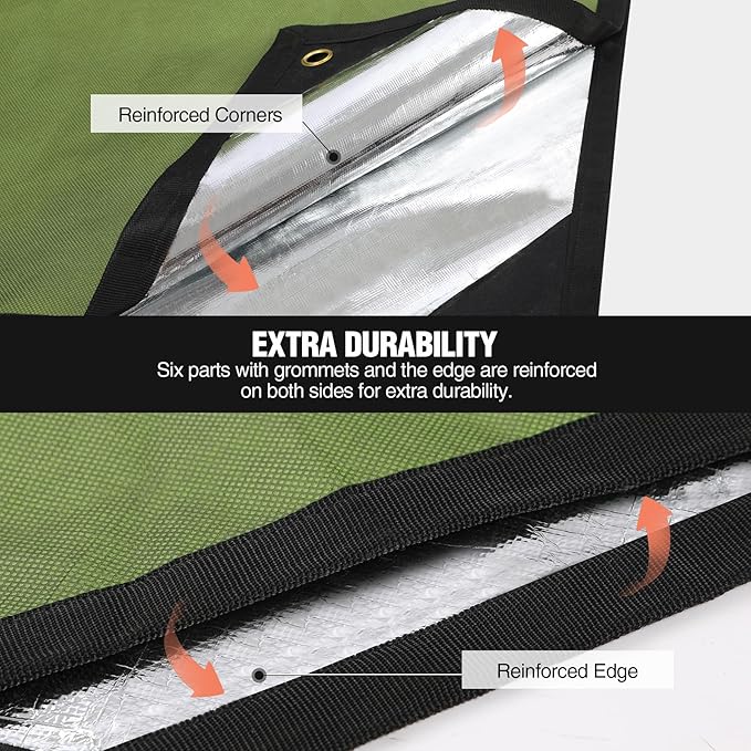 RedSwing Heavy Duty Survival Blanket, Waterproof Emergency Thermal Tarp, Multipurpose Reflective Insulated All Weather Blankets for Camping Hiking, Green,11.8 x 8.5 ft