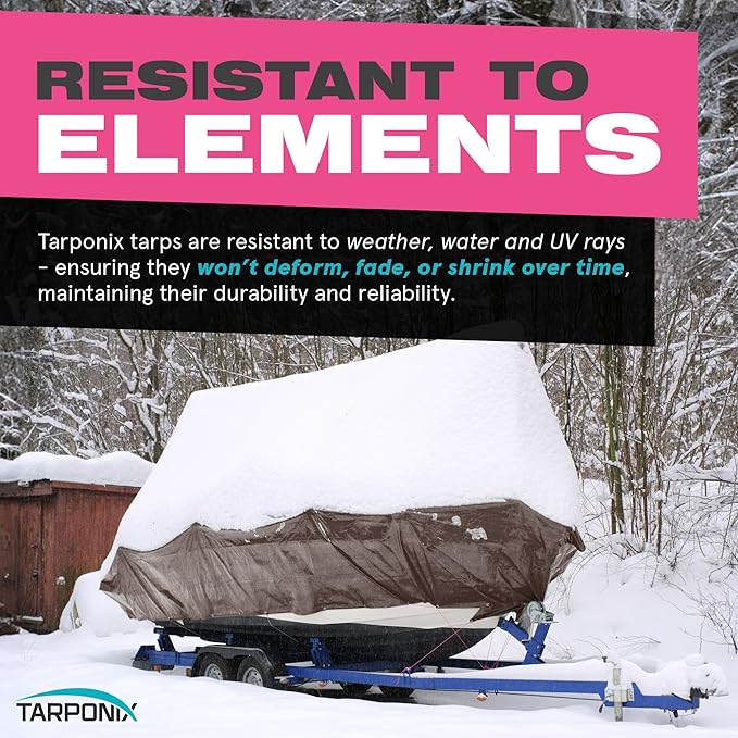 Super Heavy-Duty Brown Tarp 6' x 8' – 16 Mil Thick, All-Weather Waterproof Cover with Reinforced Edges and Sturdy Grommets