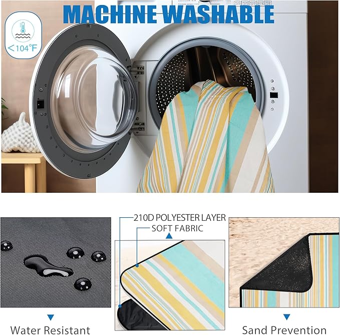 G GOOD GAIN Picnic Blanket Waterproof & Sand Proof,Beach Blanket Portable with Carry Strap, XL Large Foldable Picnic Rug Machine Washable for Camping Party,Wet Grass,Kids Playground.(Pineapple Yellow)