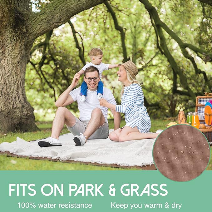 Tiny Land Picnic Blankets, 2 in1 Double Layer Waterproof Mat + Blanket, Foldable Beach Mat,Outdoor Blanket, Portable Camping Blanket, Extra Large Beach Mat, for Camping Park Beach Grass