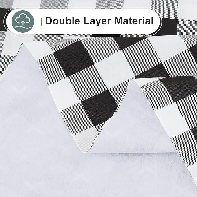 misaya Rectangle Waterproof Vinyl Table Cloth, Buffalo Flannel Backed Tablecloth, Wipeable Plastic Table Cover for Dinner, Kitchen, Outdoor (52" x 70", Black and White)