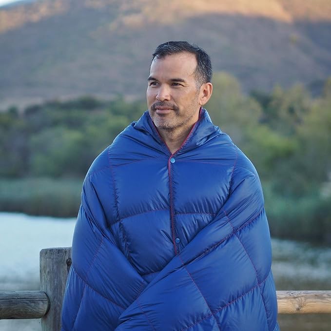 Down Camping Blanket - Puffy, Packable, Lightweight and Warm | Ideal for Outdoors, Travel, Stadium, Festivals, Beach, Hammock | 650 Fill Power Water-Resistant Backpacking Quilt