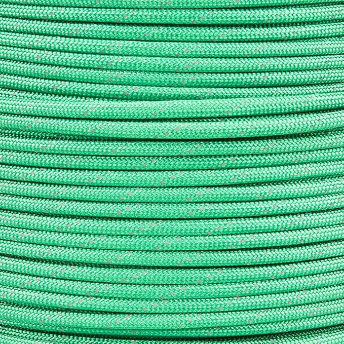 Paracord Planet Reflective 550lb Paracord – 7 Strand Type III Nylon Parachute Cord for Outdoor Visibility, Hiking, and Crafting – 30+ Colors and 4 Length Options