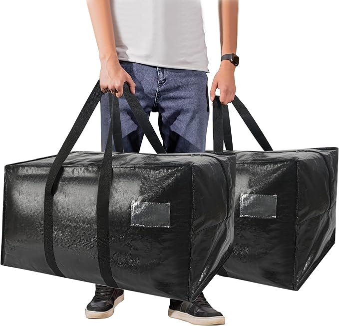 Heavy Duty Extra Large Moving Bags,149 Gallon Jumbo Packing Bags,Huge Moving Storage Bags with Strong Zippers & Carrying Handles,Reusable Big Moving Storage Bags for College Dorm Travel 2Pack