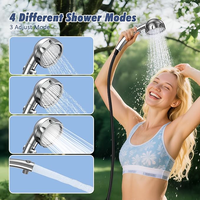 Portable Outdoor Shower, 2600mAh Battery Powered Camping Shower, Rechargeable Shower Pump with Adjustable Shower Head for Outdoor Shower Camp,Hiking Beach,Travel,Car Washing,Pet Bath,Garden