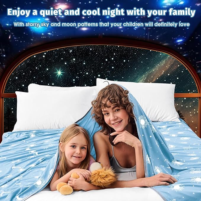 inhand Cooling Blanket Queen Size (90"x90") - Cooled Blankets for Hot Sleepers Lightweight Breathable Summer Blanket for Sleeping Night Sweats to Keep Cool in The Heat -Light Blue