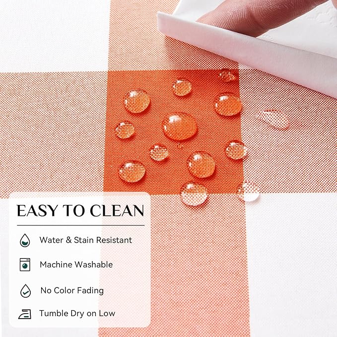 Softalker Halloween Gingham Checkered Rectangle Tablecloth - Waterproof Buffalo Plaid Table Cloth Stain Resistant Washable Table Cover for Picnic/Camping/Outdoor - Orange and White, 54 x 78 Inch