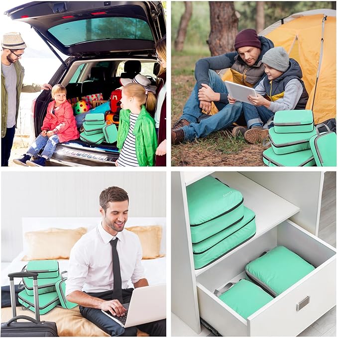 Gonex Compression Packing Cubes, 3pcs/4pcs Expandable Storage Travel Luggage Bags Organizers