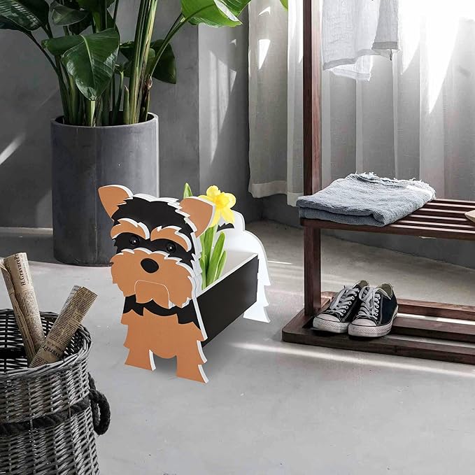 Yorkshire Dog Planter, Pet Shape Garden Pots Plant Pots for Indoor/Outdoor Gardens Decoration, Cute, Surprise Gifts/Souvenirs for Pet Lovers