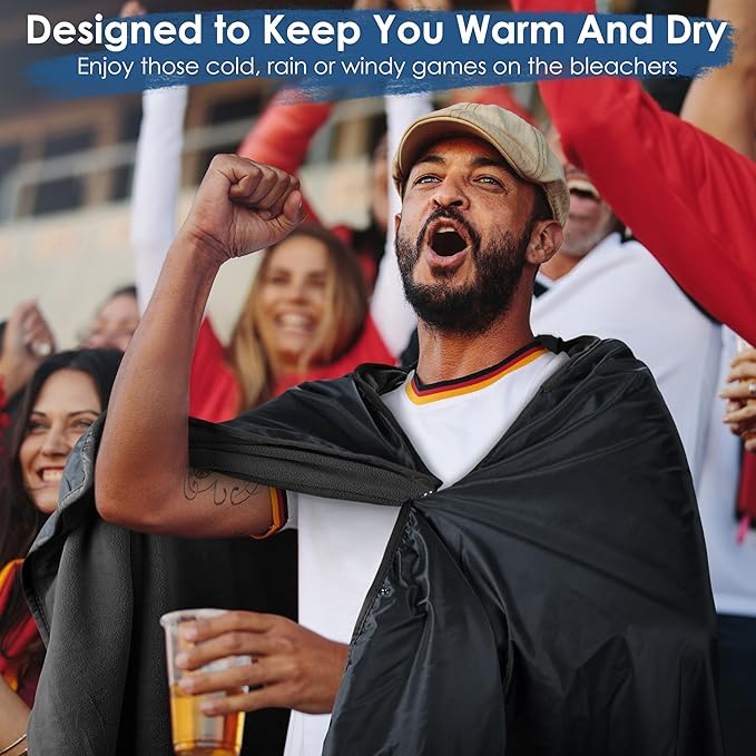 Catalonia Waterproof Stadium Blanket, Windproof Wearable Poncho for Football Sideline & Sports Events for Fans, Portable, Durable Outdoor Blanket for Camping & Tailgating