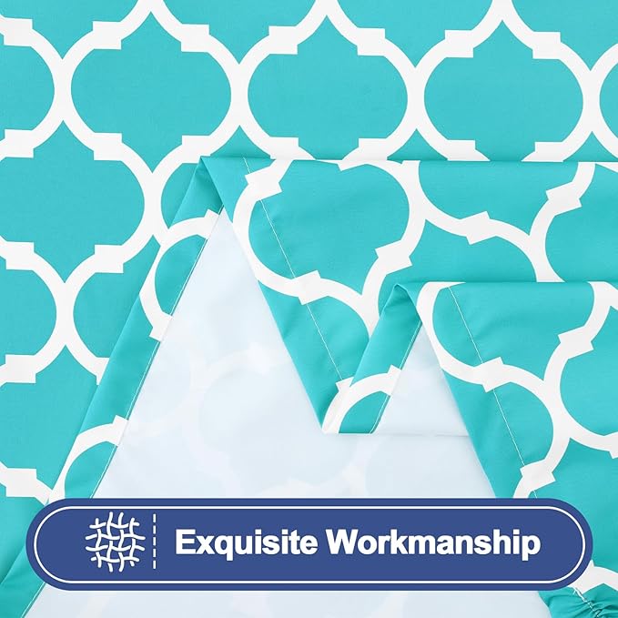 Smiry Picnic Table Cover with Bench Covers, Waterproof Elastic Fitted Tablecloth for 8 Foot Tables, Washable Polyester Tablecloths for Camping, Indoor & Outdoor (Teal Morocco, 30x96 Inch 3-pc Set)