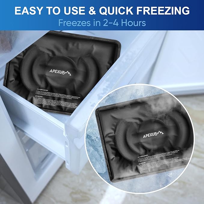 APEXUP Gel Ice Packs for Injuries Reusable, Flexible Double Sided Cold Packs for Injuries, Ice Pack for Knee, Shoulder, Back, Hip, Leg, Arm (Black, L, 2PK)